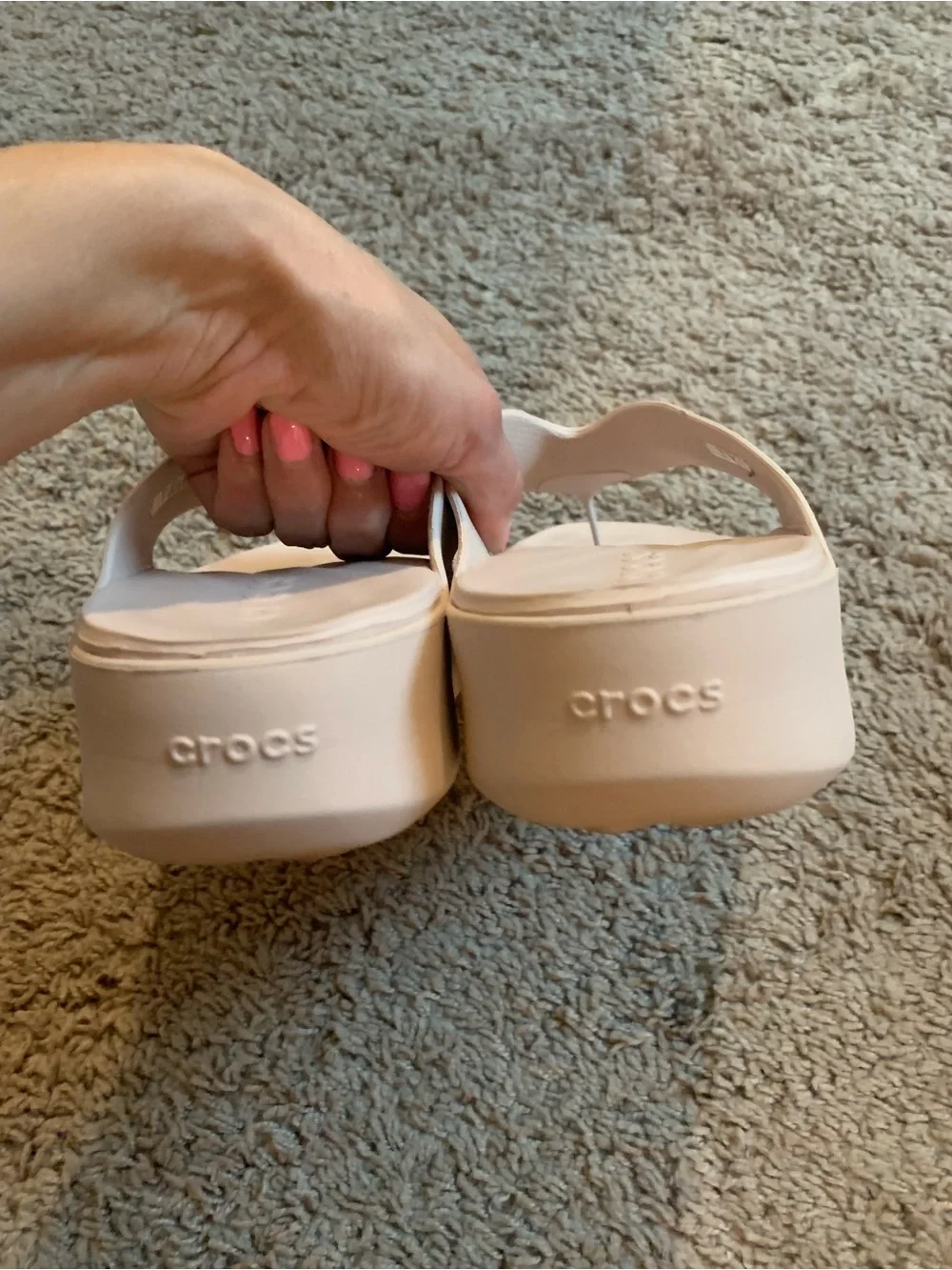 Crocs Gateway Quartz Blush Pink Platform Flip Flops Sandals